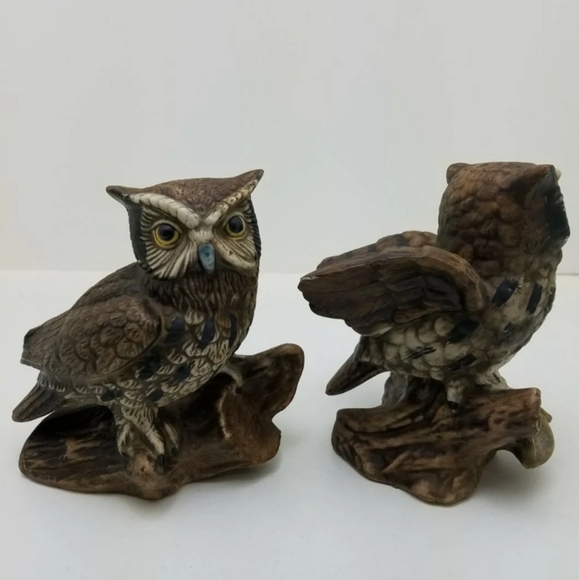 Rare Vintage Homco Ceramic Owl figurines set of two owls - Picture 2 of 6
